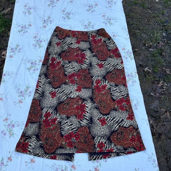 Notations Skirt Petite Large Whimsy Fairy Y2k Floral Animal Print Gold Spring - Picture 3 of 8